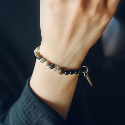 Buddha Stones Black Obsidian Sodalite Crystal Copper Strength Couple Bracelet - image 15