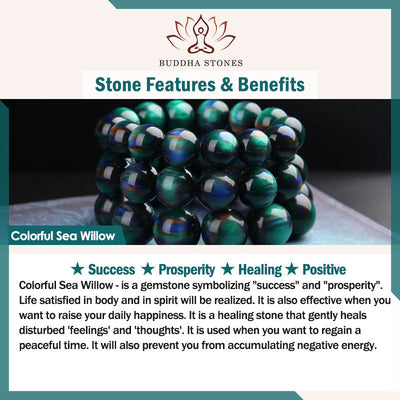 Buddha Stones Colorful Sea Willow Mala Positive Bracelet Ring Bracelet BS 8