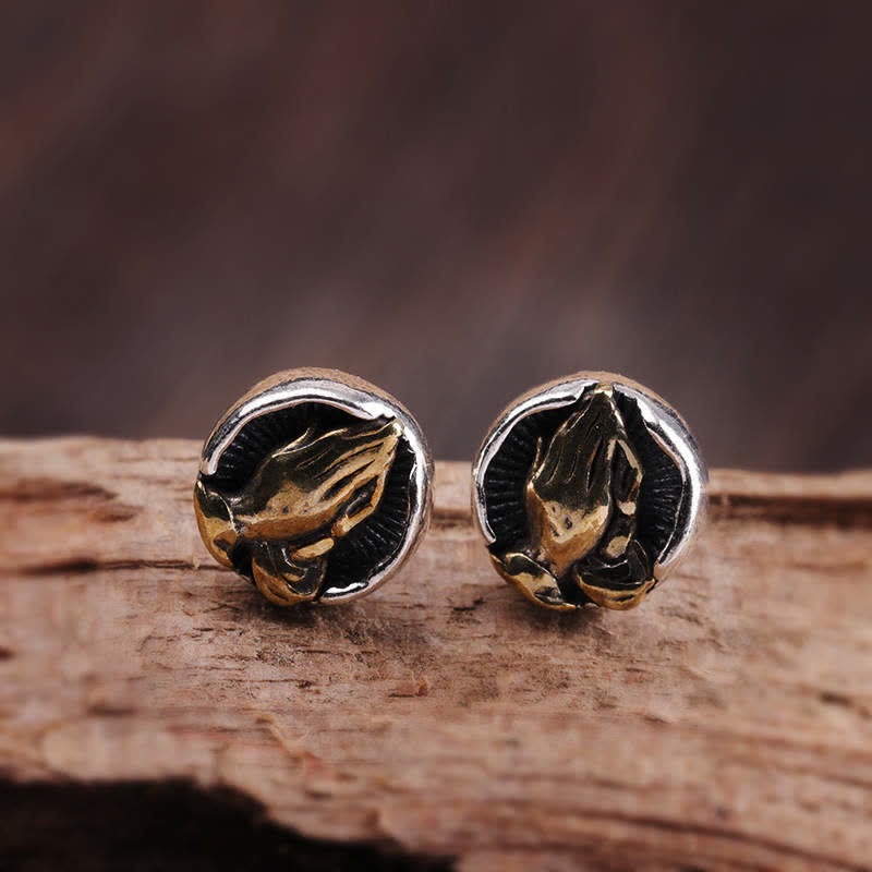 Buddha Stones 925 Sterling Silver Namaste Equality Stud Earrings Earrings BS 6