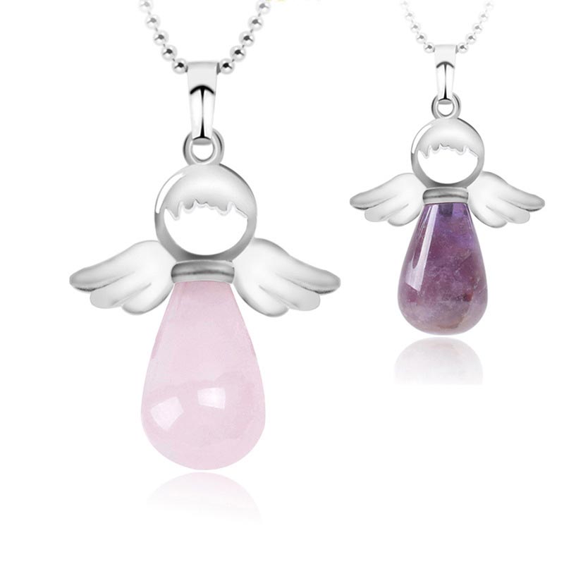 Buddha Stones Little Angel Wings Natural Crystal Luck Necklace Pendant - image 30