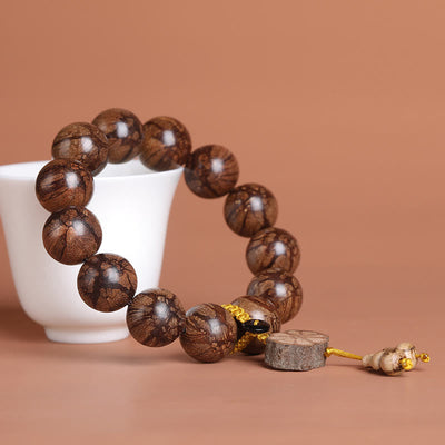 Buddha Stones Plum Blossom Wood Inner Peace Bracelet Bracelet BS 3