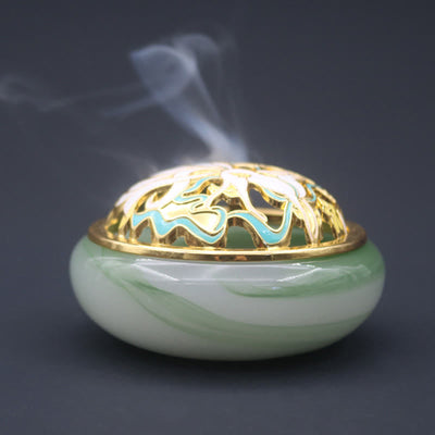 Buddha Stones Nine Tailed Fox Liuli Crystal Healing Meditation Incense Burner Incense Burner BS 11