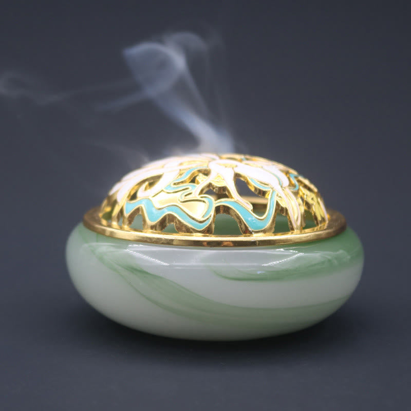 Buddha Stones Nine Tailed Fox Liuli Crystal Healing Meditation Incense Burner Incense Burner BS 11