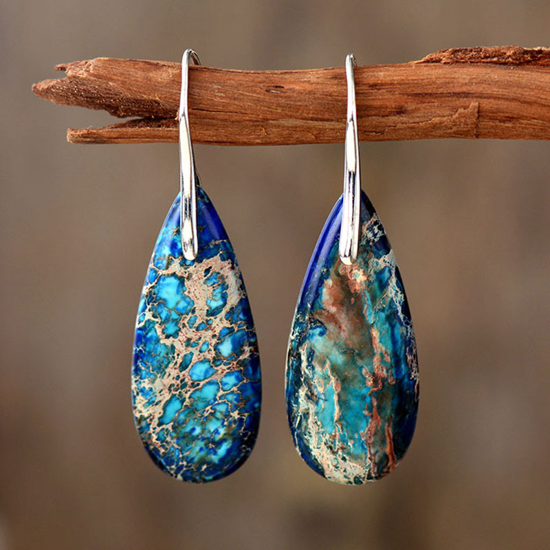 Boucles d'oreilles en cristal de guérison Pierre d'Empereur