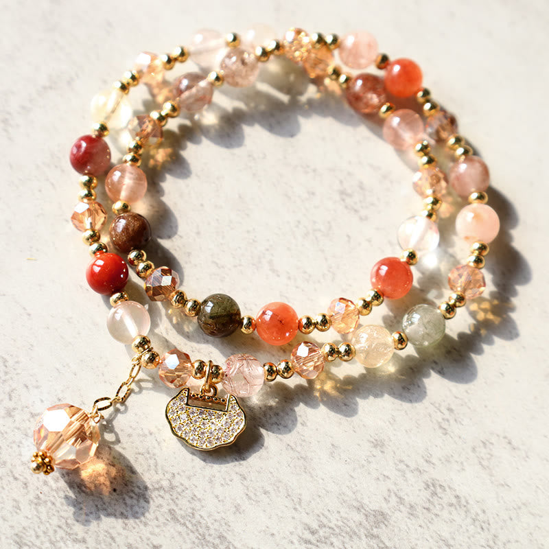 Buddha Stones Colorful Rutilated Quartz Double Wrap Spiritual Growth Bead Bracelet Bracelet BS main