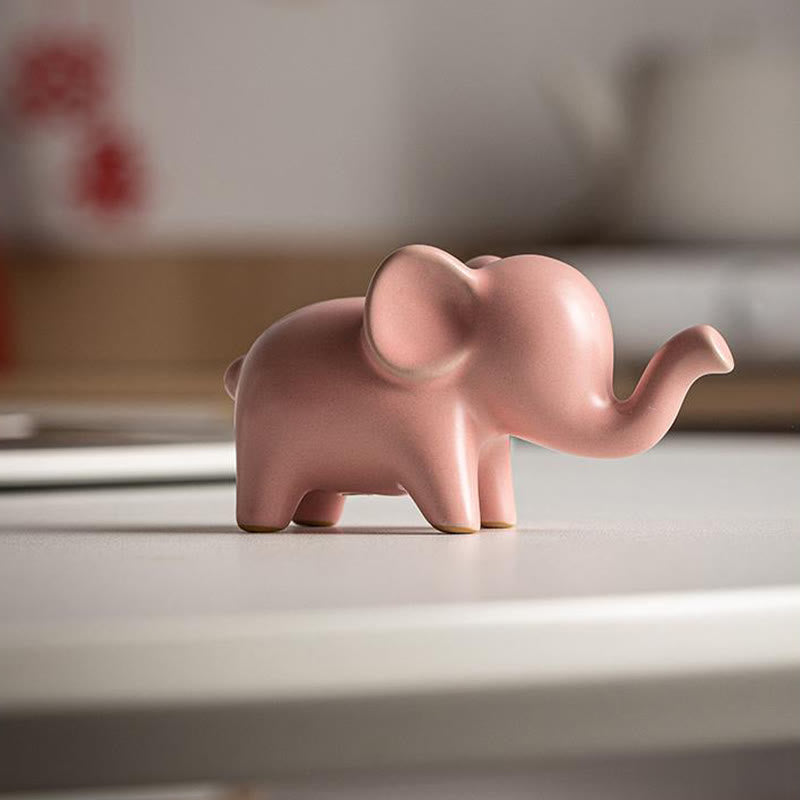 Buddha Stones Small Ceramic Elephant Home Tea Pet Figurine Desk Decoration Decorations BS 20