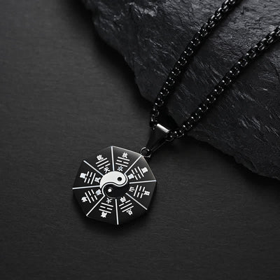 Buddha Stones Bagua Yin Yang Titanium Steel Balance Necklace Pendant Necklaces & Pendants BS 2