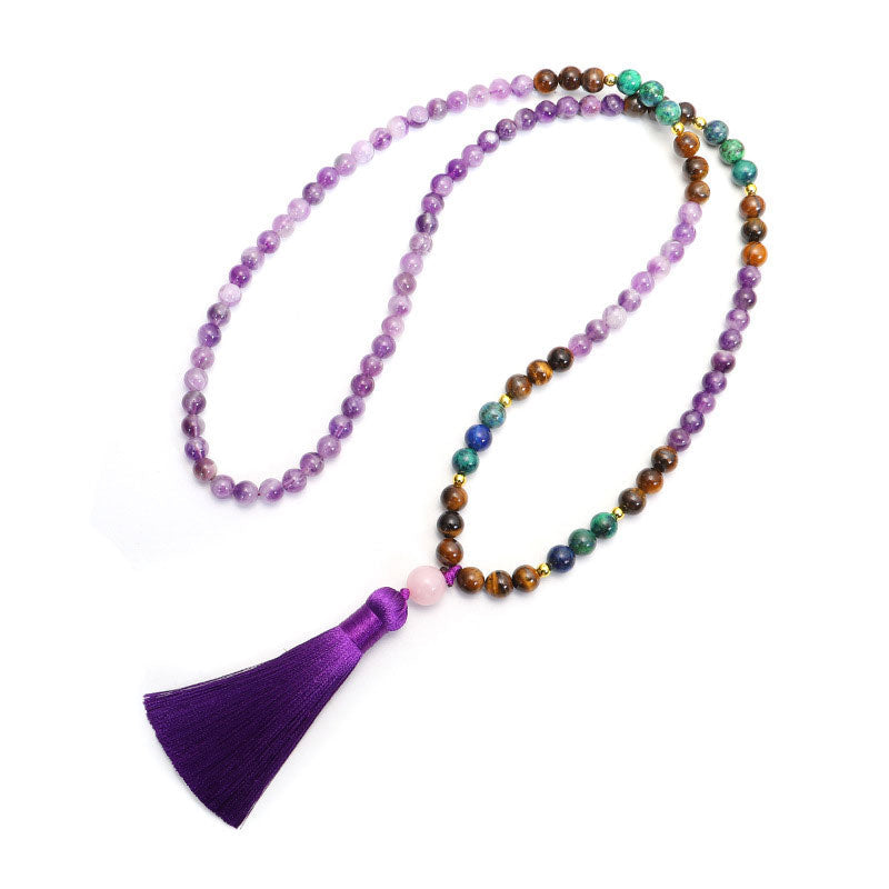 Buddha Stones Tibetan Amethyst Purify Bracelet Mala Set Mala Bracelet BS 3