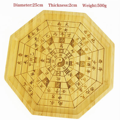 Buddha Stones Feng Shui Bamboo Bagua Map Harmony Energy Map Bagua Map BS 12 Chinese Zodiac 25cm