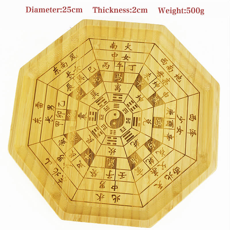 Buddha Stones Feng Shui Bamboo Bagua Map Harmony Energy Map Bagua Map BS 12 Chinese Zodiac 25cm