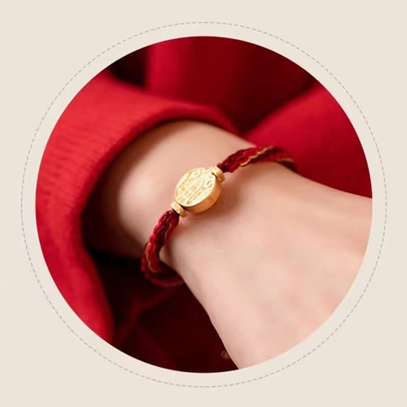 Buddha Stones Five Directions Gods of Wealth Handmade Reincarnation Knot Protection String Braid Bracelet Bracelet BS 13
