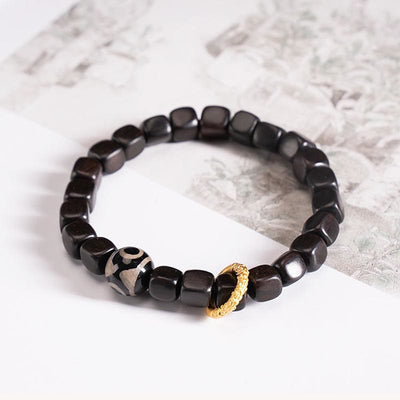 Buddha Stones Tibetan Ebony Wood Dzi Bead Balance Calm Bracelet Bracelet BS 2