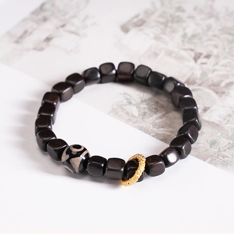 Buddha Stones Tibetan Ebony Wood Dzi Bead Balance Calm Bracelet Bracelet BS 2