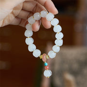 Foviel Liuli Glass Bead Lotus Design Fluorite Ivory Fruit Dancing Lion Charm Enlightenment Bracelet