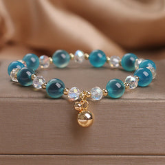 Buddha Stones Candy Agate Healing Harmony Bead Charm Bracelet Bracelet BS Blue Candy Agate(Wrist Circumference 14-17cm)