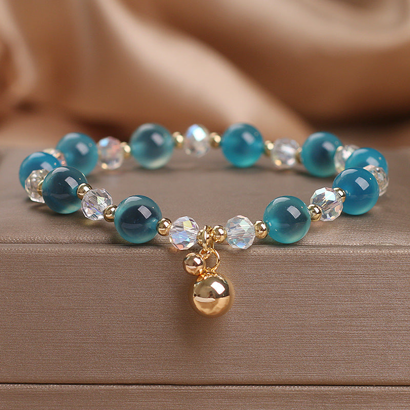 Buddha Stones Candy Agate Healing Harmony Bead Charm Bracelet Bracelet BS Blue Candy Agate(Wrist Circumference 14-17cm)
