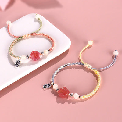 Buddha Stones Yanyuan Agate Cat Claw Paw White Bodhi Seed Fu Character Positive Braided Rope Bracelet Bracelet BS 1