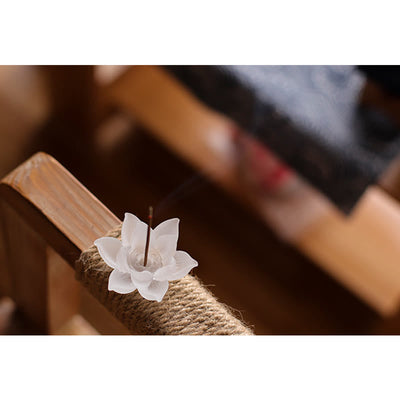 Buddha Stones Mini Lotus Liuli Crystal Healing Meditation Stick Incense Burner Decorations BS 23