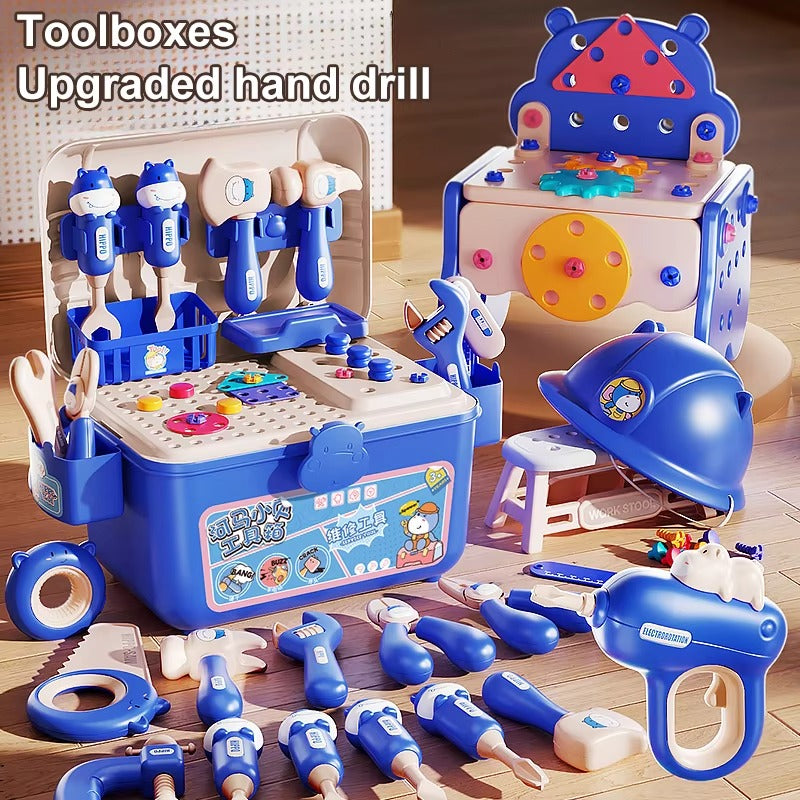 3‑in‑1 Kids Electric Drill & Screwdriver Toolbox – STEM Engineer Play Set, Educational DIY Assembly Toy
