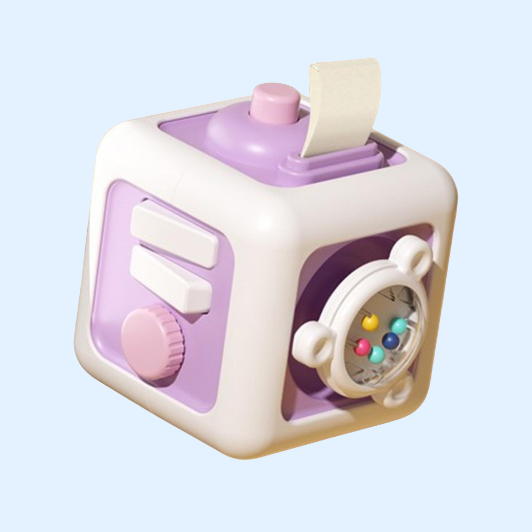 Fidtoy Montessori Busy Cube Jouet Sensoriel pour Tout-Petits Activité 6-en-1