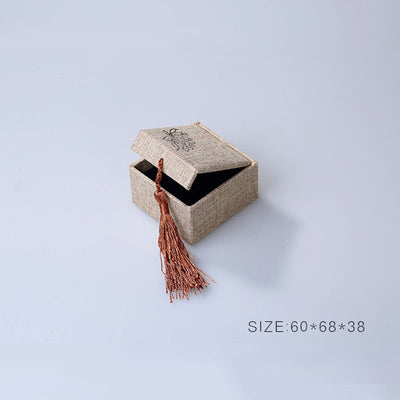 Buddha Stones Lotus Pattern Jewelry Storage Box Gift Box Tassels Decorations BS 3