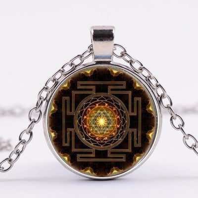 Buddha Stones Sacred Sri Yantra Time Gemstone Necklace Necklaces & Pendants BS 2