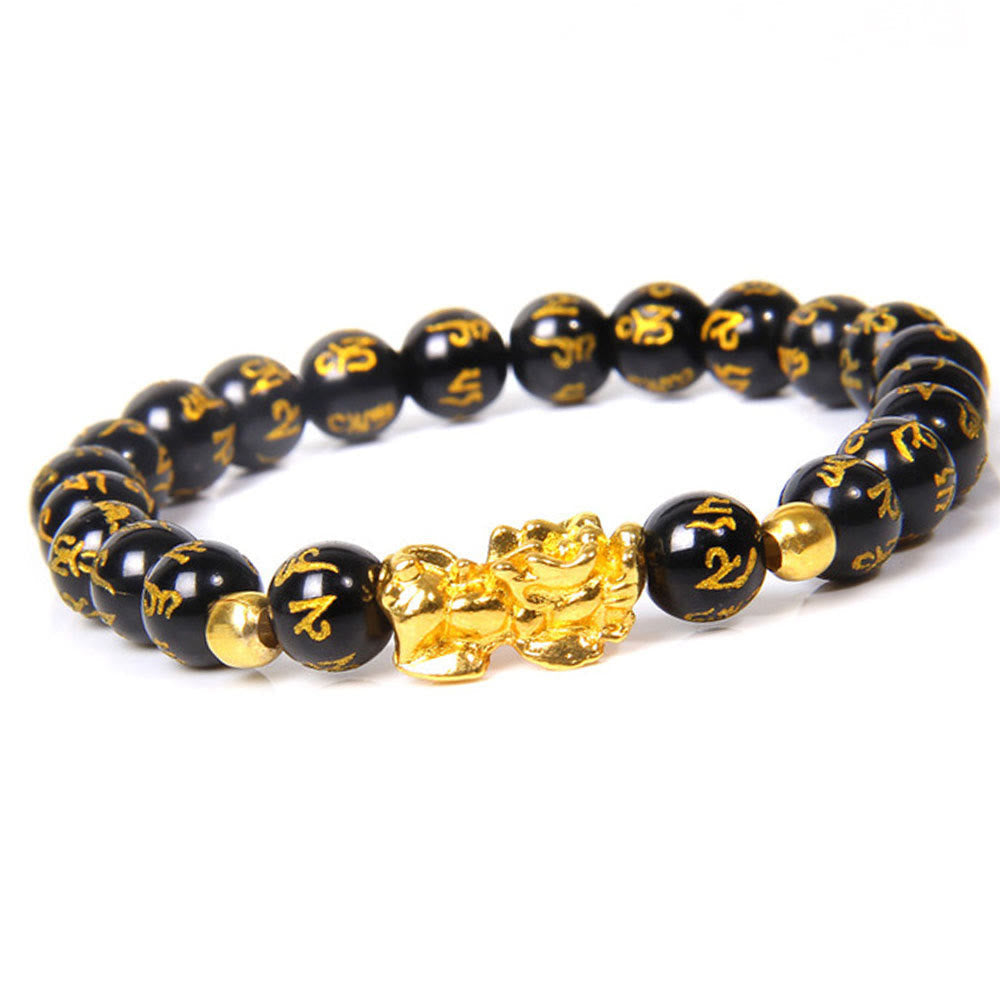 Bracelet de richesse Foviel Feng Shui Pixiu en obsidienne
