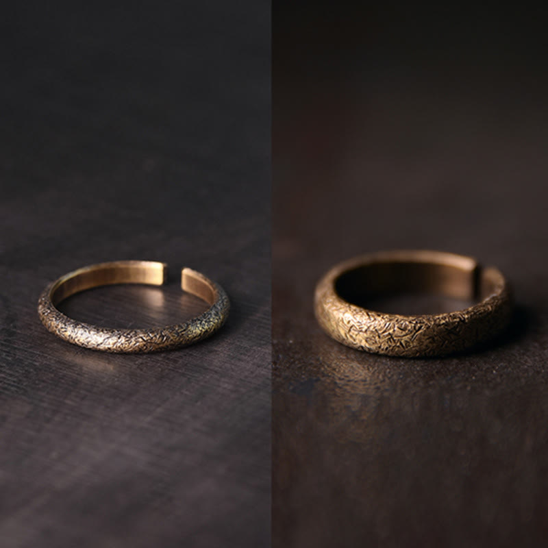 Buddha Stones Tibetan Vintage Texture Design Copper Luck Couple Ring Ring BS 12