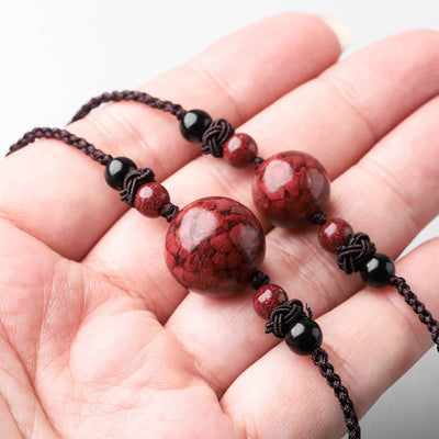 Buddha Stones Natural Cinnabar Stones Bead Blessing Necklace Pendant Necklaces & Pendants BS 12