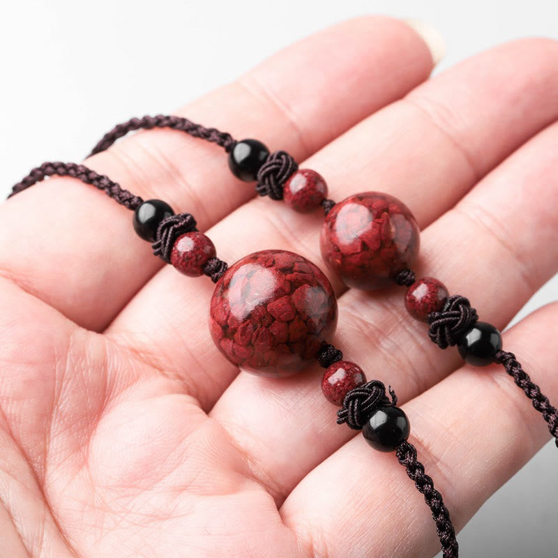 Buddha Stones Natural Cinnabar Stones Bead Blessing Necklace Pendant Necklaces & Pendants BS 12