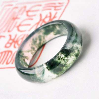 Foviel Moss Achat spirituell Balance Ring
