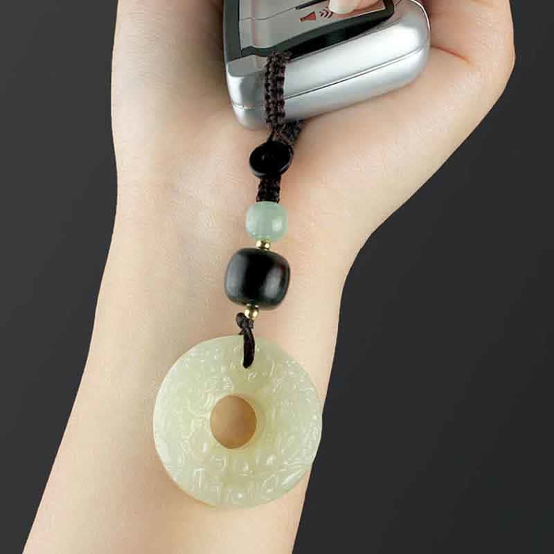 Buddha Stones PiXiu Jade Peace Buckle Abundance Wealth Key Chain Key Chain BS 2
