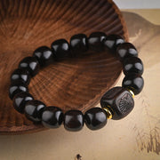 Foviel Tibetan Ebony Wood Barrel Beads Lucky And Treasure Balance Bracelet