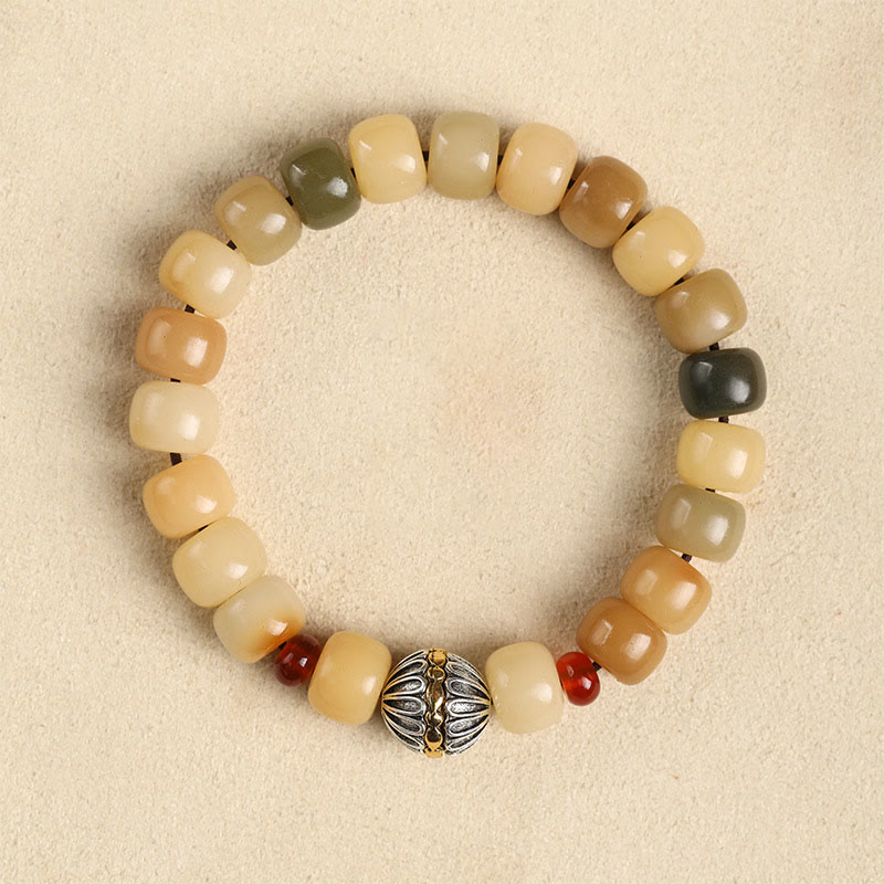 Buddha Stones Natural Bodhi Seed The Lord of the Corpse Forest Om Mani Padme Hum Wisdom Bracelet Bracelet BS Bodhi Seed&Cosmos Flower