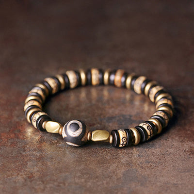 Foviel Tibetan Bone Beads Ebony Wood Strength Bracelet