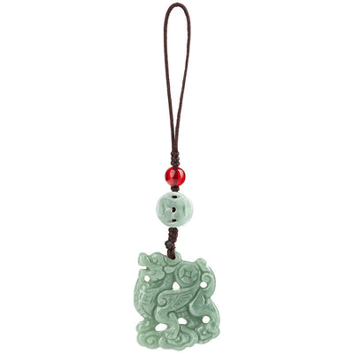 Buddha Stones Natural Jade Kirin Prosperity Phone Hanging Decoration Hanging Decoration BS 11