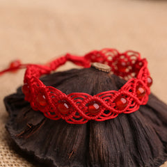 Buddha Stones Red Agate Confidence Red String Bracelet Bracelet BS Red Agate&Red String(Wrist Circumference 15-20cm)