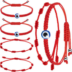 Buddha Stones 4Pcs Evil Eye Seven Knot Red String Protection Bracelet Bracelet BS 4Pcs Evil Eye&Seven Knot Red String(Wrist Circumference 15-20cm)