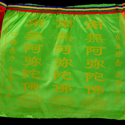 Buddha Stones Tibetan 7 Colors Windhorse Letter Auspicious Lotus Outdoor 21 Pcs Prayer Flag TIBETAN PRAYER FLAGS buddhastoneshop 19