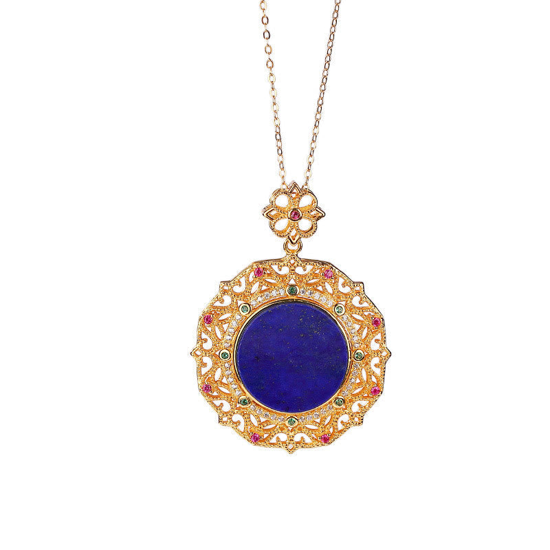 Buddha Stones 925 Sterling Silver Plated Gold Lazurite Positive Necklace Pendant - image 6