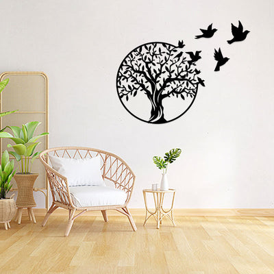 Buddha Stones Tree of Life Birds Sign Housewarming Gift Unity Wall Art Wall Art BS Black 49cm
