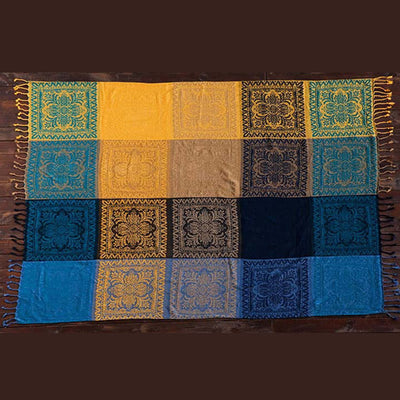 Buddha Stones Tibetan Colorful Flower Pattern Hand-Dyed Cozy Blanket Blanket BS 6