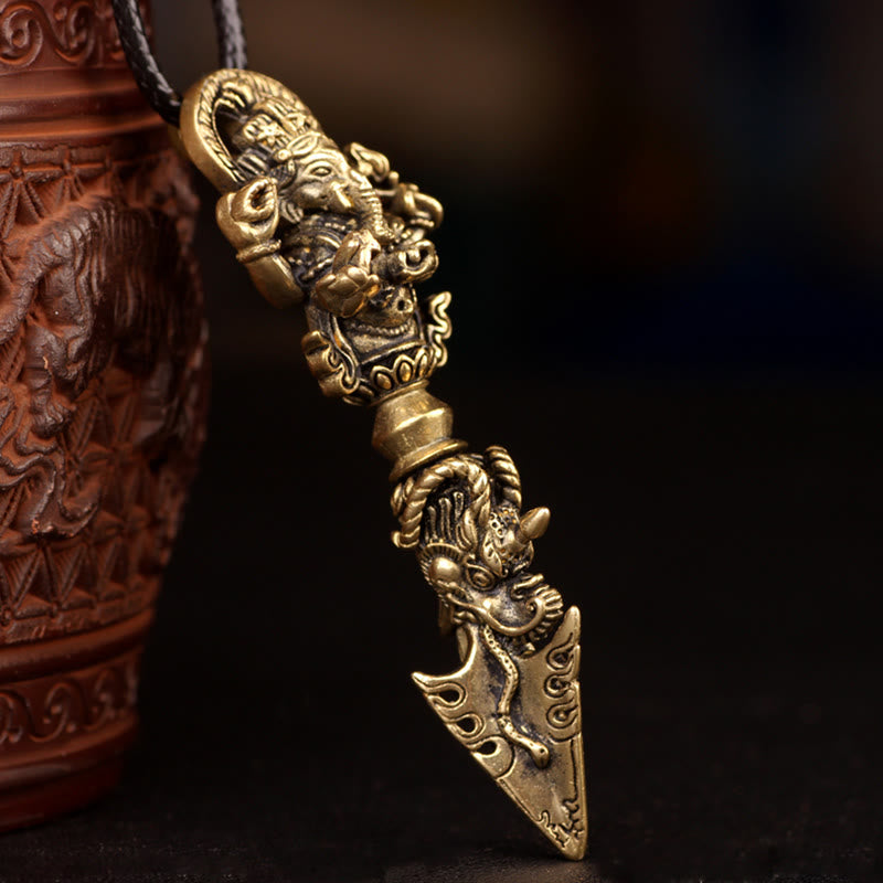 Buddha Stones Tibetan Ganesh Ganpati Elephant God of Wealth Dorje Vajra Spiritual Power Necklace Pendant Necklaces & Pendants BS 16