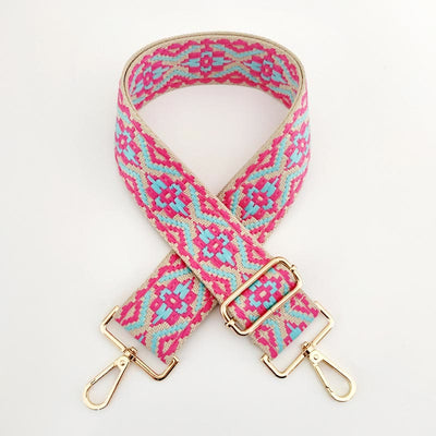 Buddha Stones Multicolor Embroidered Shoulder Bag Straps Bag Straps BS Rose Red Light Blue