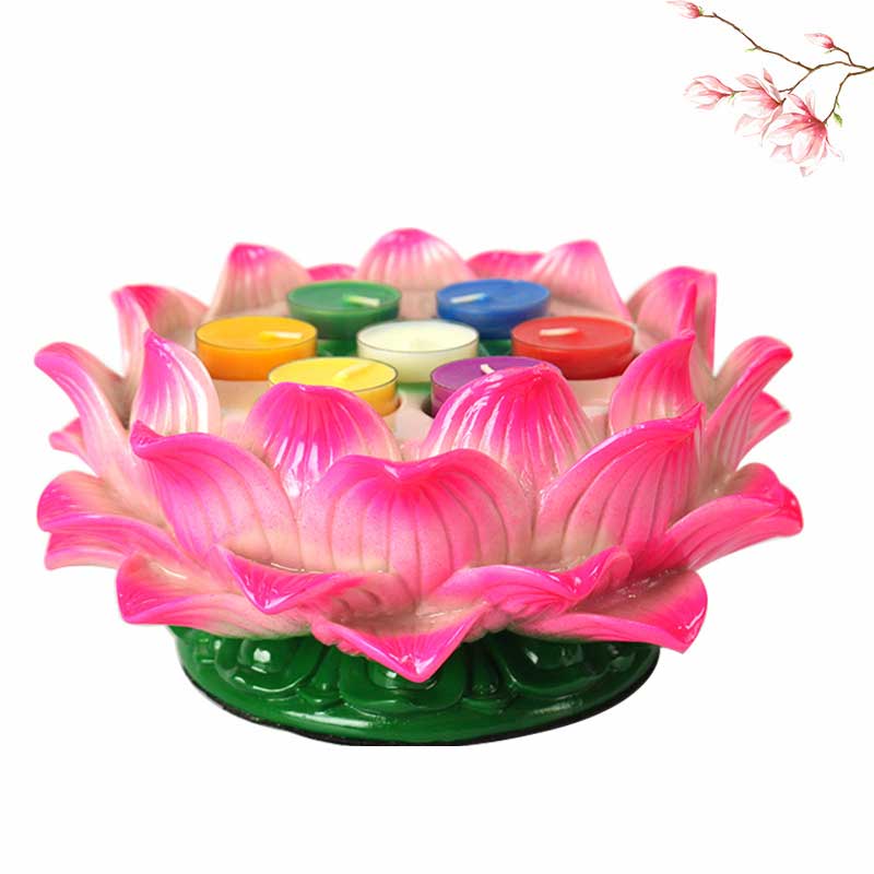 Buddha Stones Meditation Prayer Altar Lotus Flower Candle Holder Buddhist Temple Rituals Use Items Prayer Altar BS 4