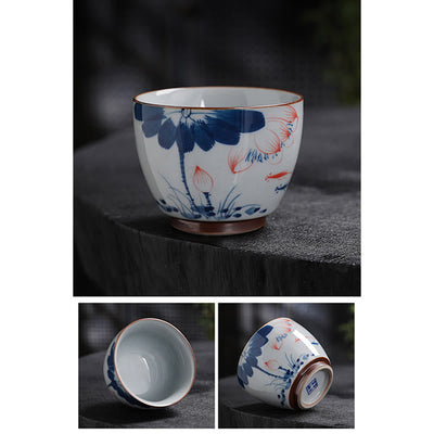 Buddha Stones Lotus Flower Leaf Bamboo Ceramic Teacup Kung Fu Tea Cups Cup BS 21