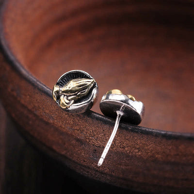 Buddha Stones 925 Sterling Silver Namaste Equality Stud Earrings Earrings BS 5
