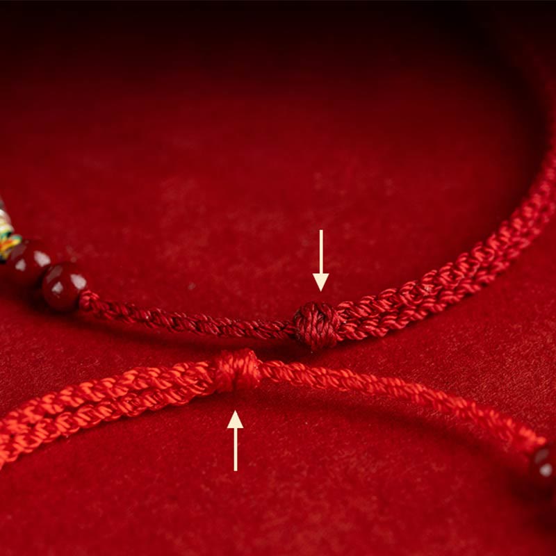 Buddha Stones 925 Sterling Silver Koi Fish Cinnabar Bead Wealth Handcrafted Braided Bracelet Anklet Bracelet Anklet BS 16