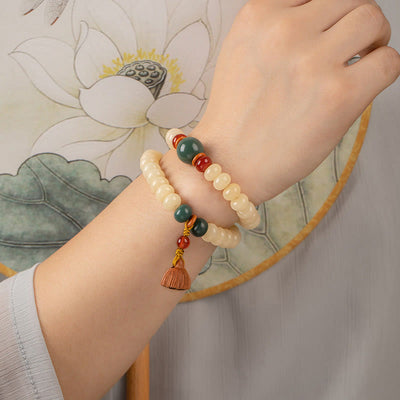 Buddha Stones Bodhi Seed Lotus Pod Charm Peace Double Wrap Bracelet Bracelet BS 9