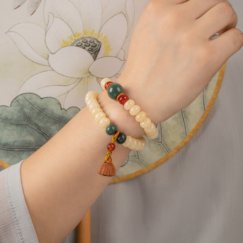Buddha Stones Bodhi Seed Lotus Pod Charm Peace Double Wrap Bracelet Bracelet BS 9
